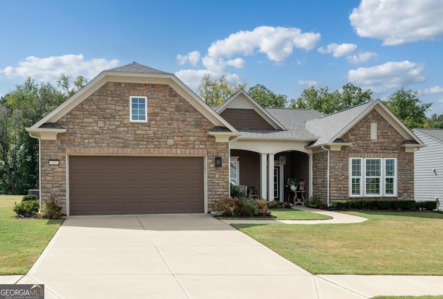 craftsman-style house with a front lawn