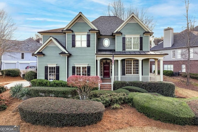 view of front facade featuring covered porch