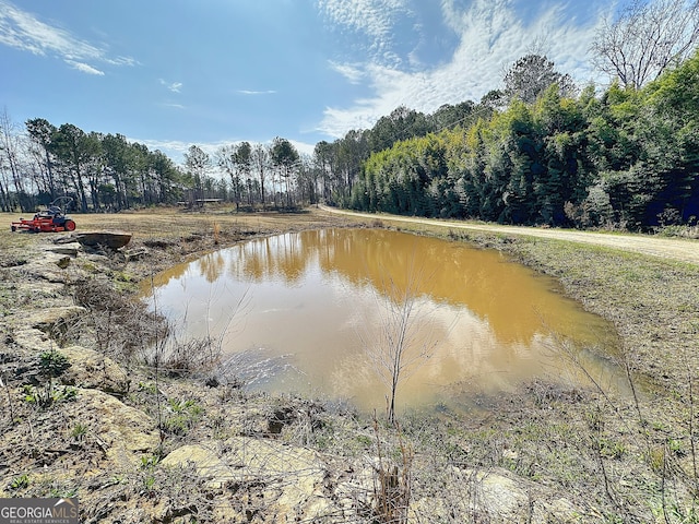 property view of water with a wooded view