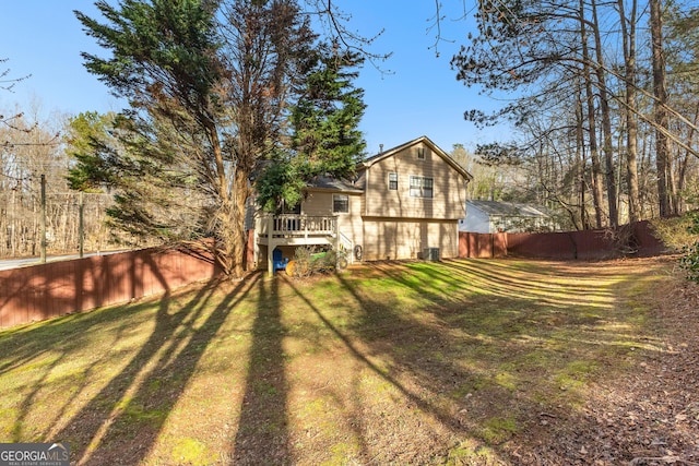 view of yard featuring a deck