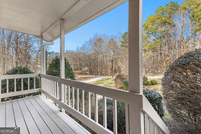 deck featuring a porch