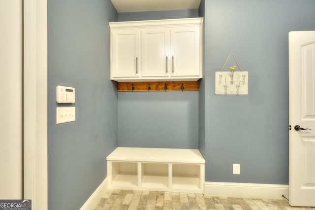 mudroom featuring light hardwood / wood-style floors