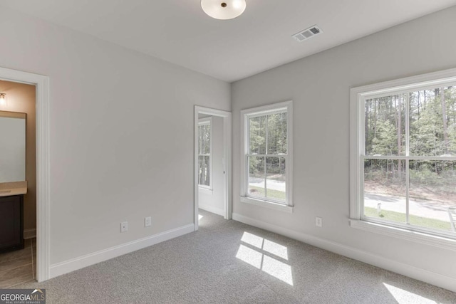 carpeted spare room featuring a wealth of natural light