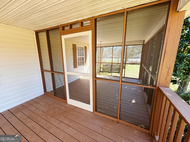 view of unfurnished sunroom