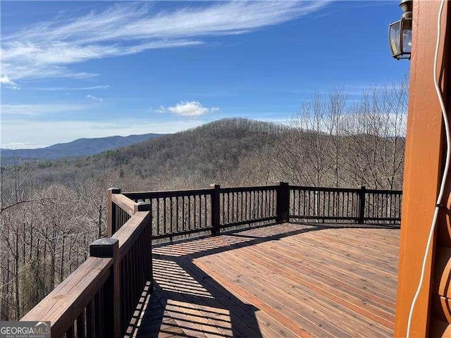 deck featuring a mountain view