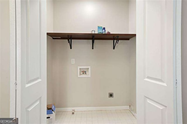 laundry room with hookup for an electric dryer and hookup for a washing machine