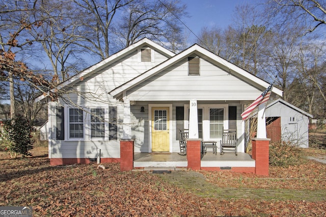 bungalow-style home with covered porch