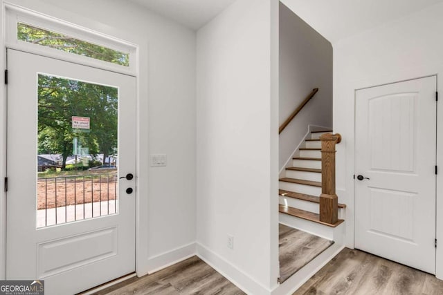 entrance foyer with wood-type flooring