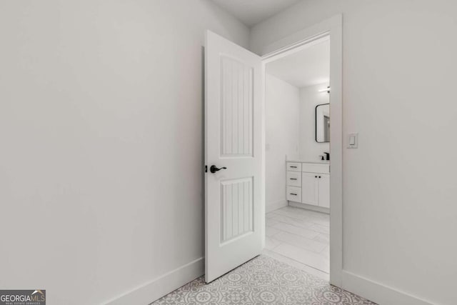 hallway with sink