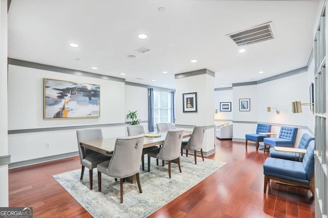 1101 Juniper St NE Unit 722, Atlanta, GA 30309 - dining space with dark wood-style flooring and recessed lighting
