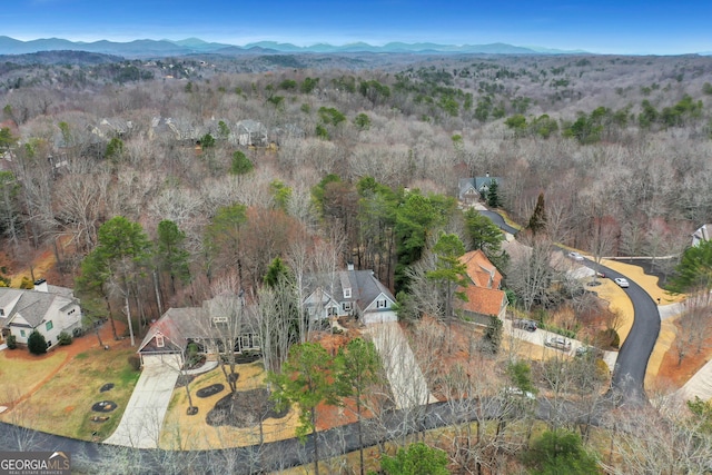 bird's eye view with a mountain view