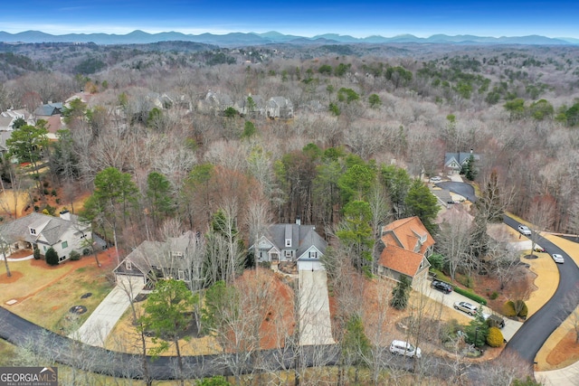 birds eye view of property with a mountain view