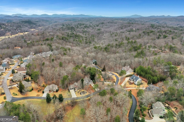 birds eye view of property with a mountain view