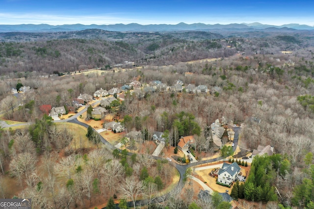 drone / aerial view with a mountain view