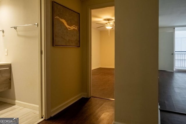 hall featuring hardwood / wood-style flooring