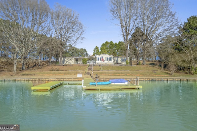 view of dock featuring a water view