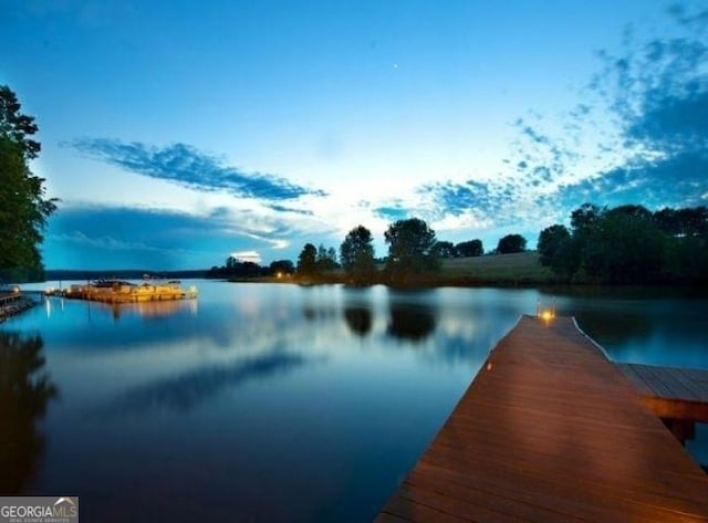 dock area featuring a water view