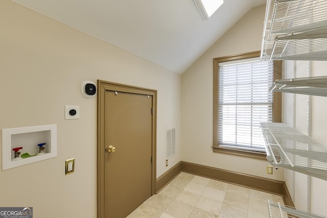 washroom featuring hookup for an electric dryer and washer hookup