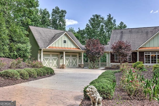 craftsman inspired home featuring a garage