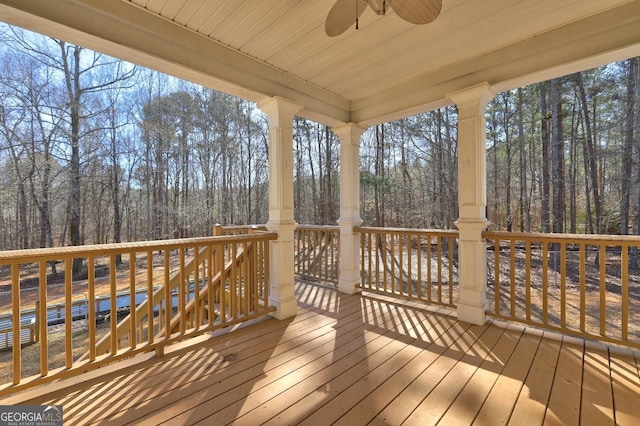 deck featuring ceiling fan