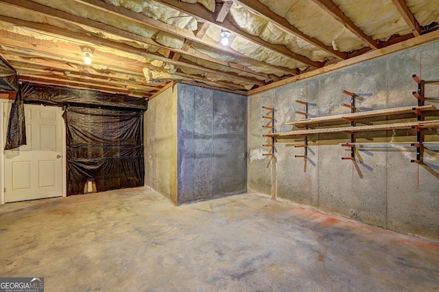 view of unfinished basement