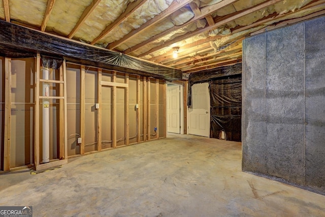 view of unfinished basement