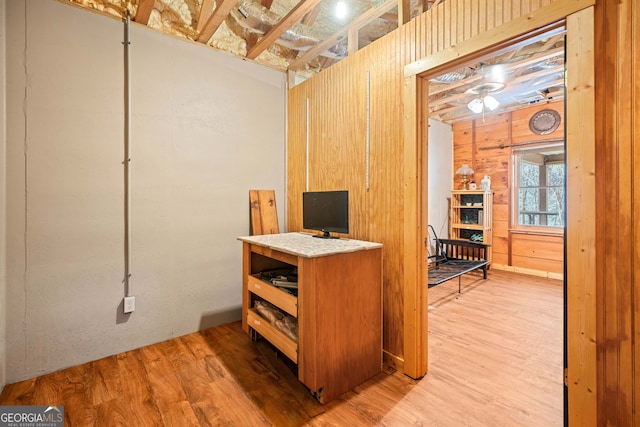 office area with light wood-type flooring