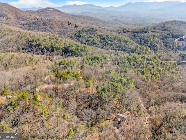 mountain view with a wooded view