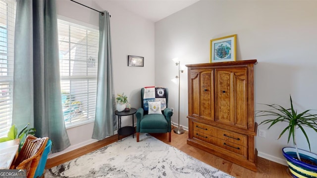 living area featuring light hardwood / wood-style flooring