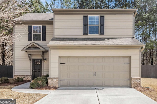 view of property featuring a garage