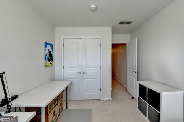 view of carpeted home office