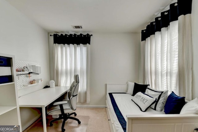 carpeted home office featuring a wealth of natural light