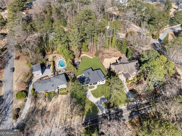 drone / aerial view with a residential view