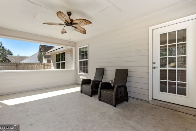 view of patio / terrace with ceiling fan