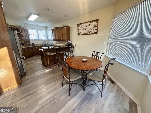 11 Plantation Dr, Swainsboro, GA 30401 - dining area featuring light wood-style floors, baseboards, and a textured ceiling