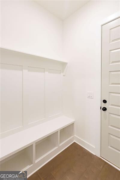 mudroom featuring dark hardwood / wood-style floors