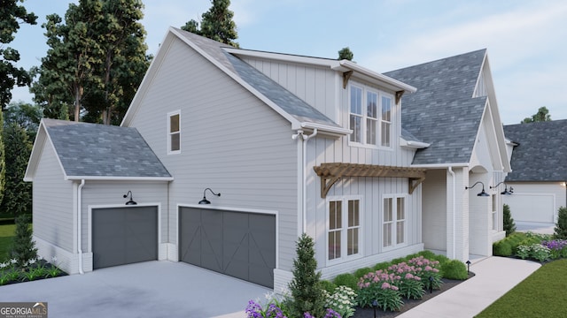 view of side of home with a garage