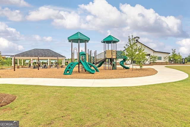 community playground with a yard