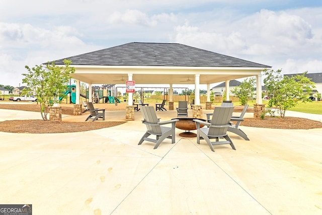 surrounding community featuring playground community and a gazebo