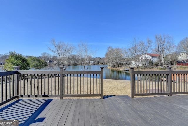 deck with a water view