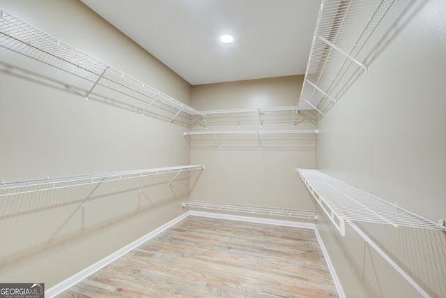 spacious closet featuring wood finished floors