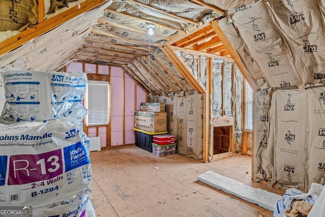 view of unfinished attic