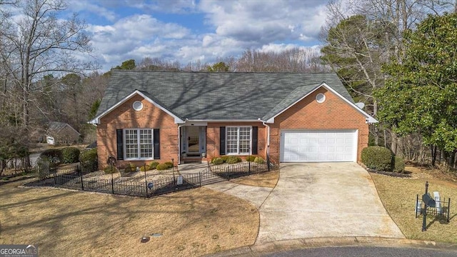 single story home featuring a garage