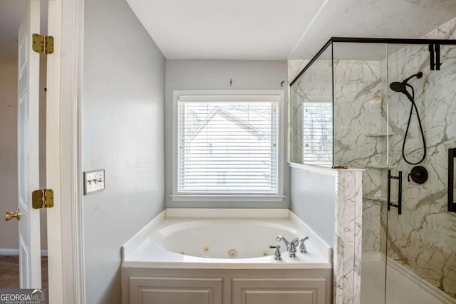 6498 Stonelake Pl SW, Atlanta, GA 30331 - full bathroom with a whirlpool tub and a marble finish shower