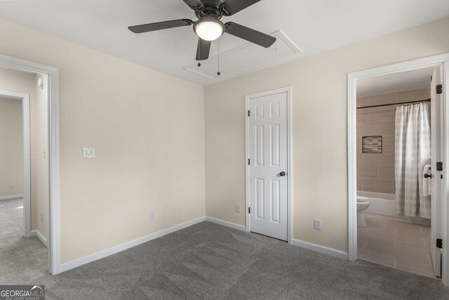 2542 Maclaren, Dunwoody, GA 30360 - unfurnished bedroom featuring attic access, carpet flooring, baseboards, and connected bathroom