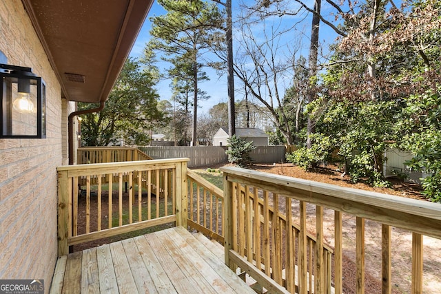 deck featuring a fenced backyard