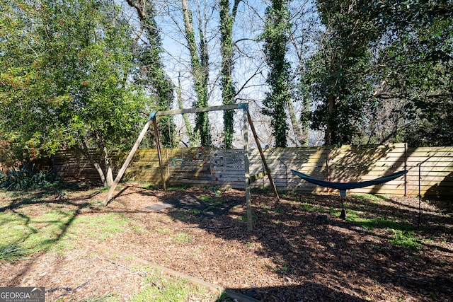 view of yard featuring a fenced backyard