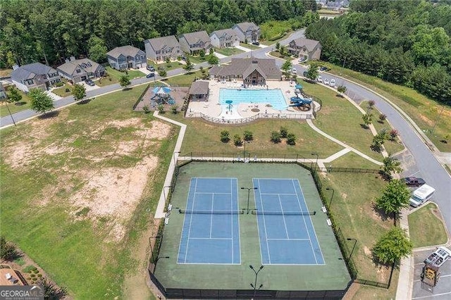 aerial view with a residential view