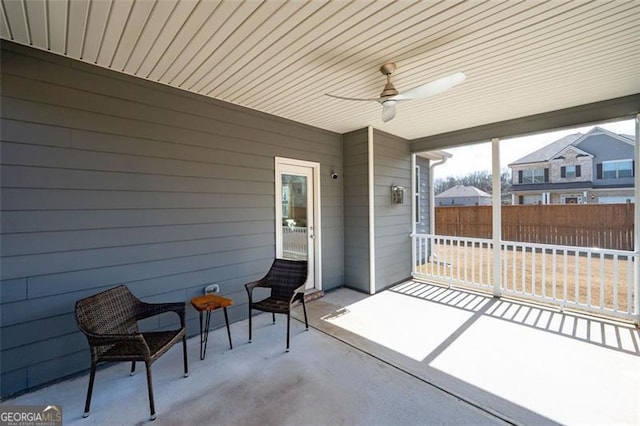 view of patio / terrace featuring ceiling fan