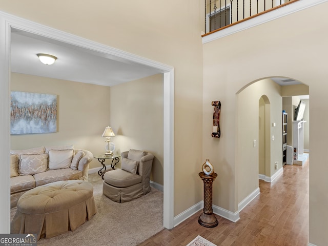 living room with light hardwood / wood-style floors